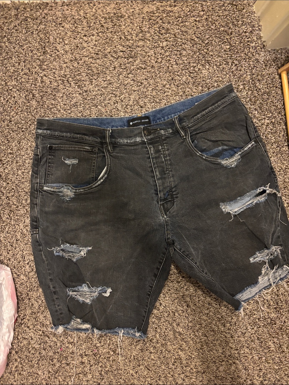 Men's Distressed Black Ripped Denim Shorts